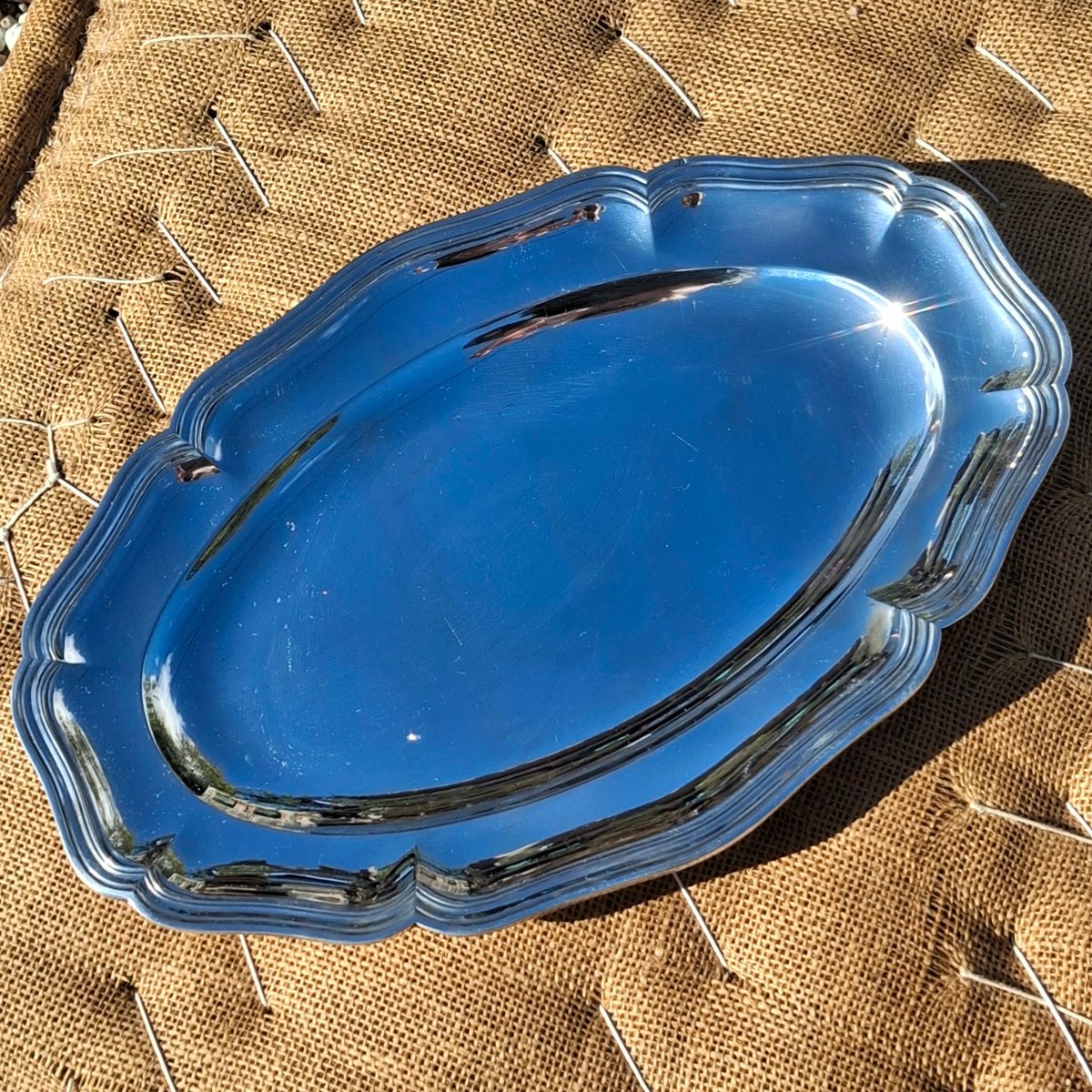 Oval Solid Silver Dish - Minerva Hallmark - 735 G. 