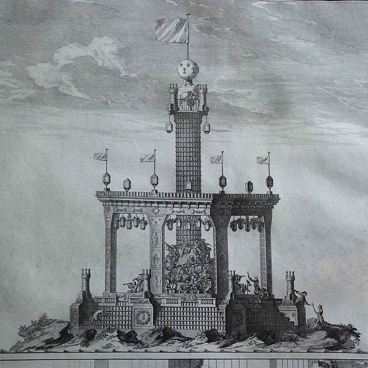Engraving: Plan And Elevation Of The Music Room In Paris In 1739-photo-3