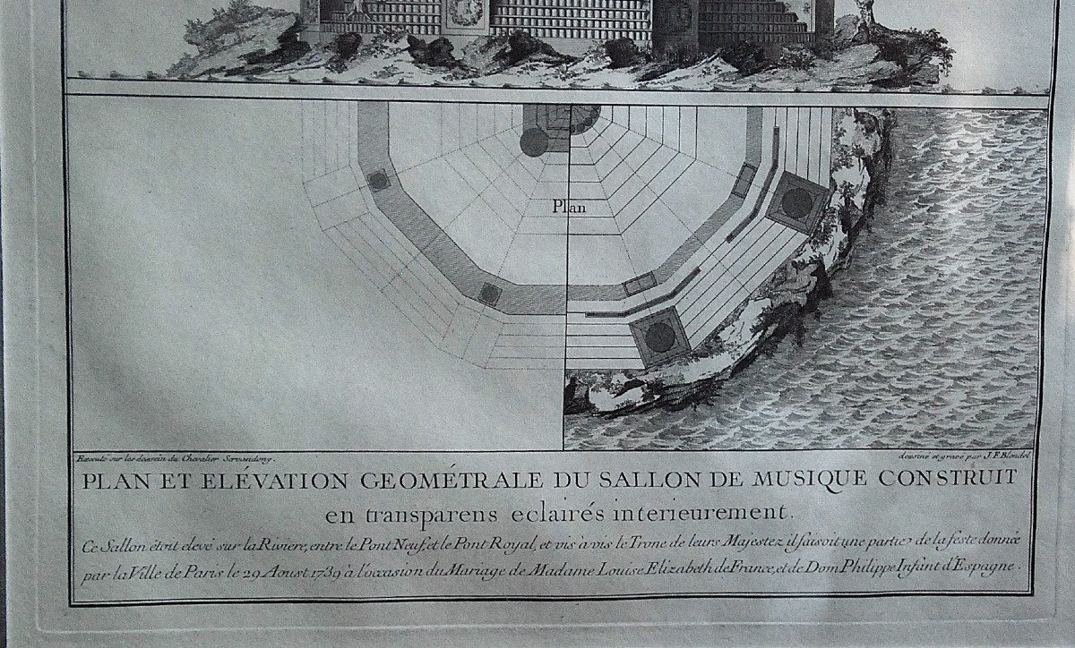 Engraving: Plan And Elevation Of The Music Room In Paris In 1739-photo-4