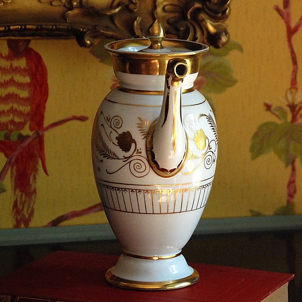 Porcelain And Gold Coffee Maker Or Jug. Early XIXth-photo-4