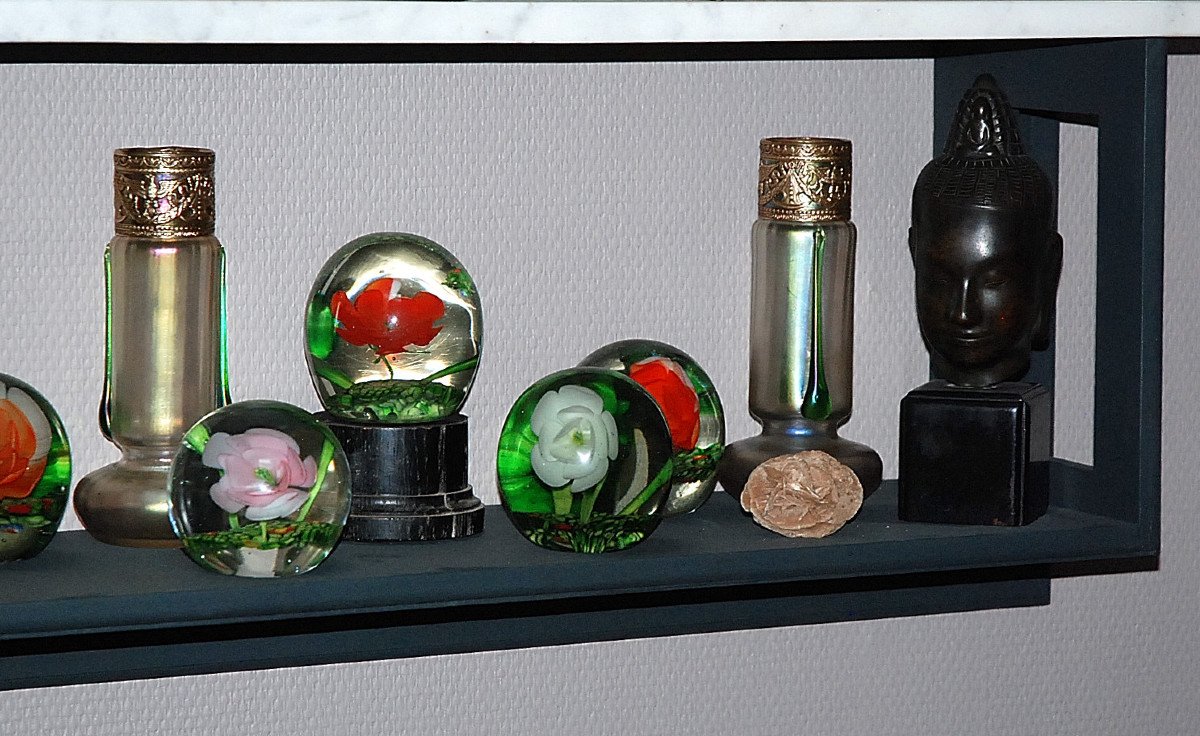 Paire de vases en verre irisé - Art Nouveau - Loetz Witwe ( Lötz ).-photo-3