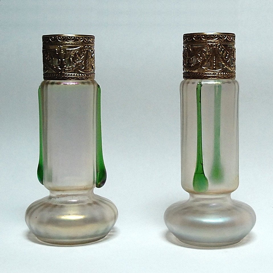 Pair Of Iridescent Glass Vases - Art Nouveau - Loetz Witwe (lötz).-photo-4