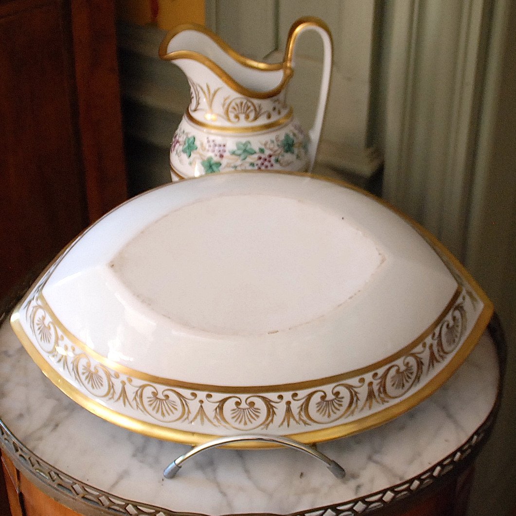 Aiguière et son bassin de forme navette en porcelaine  - style Empire-photo-4
