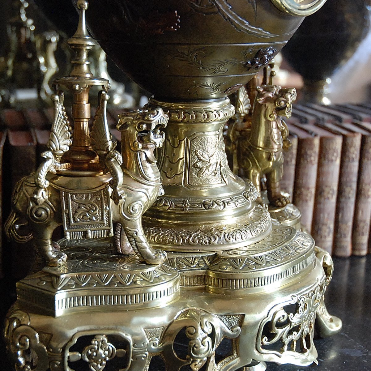 Garniture de cheminée japonisante de la fin du XIXème.-photo-4