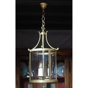 Lanterne en bronze et laiton brossé ,  style Louis XVI 