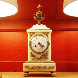 Louis XVI Style Marble And Chiseled Bronze Terminal Clock