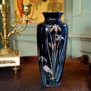 A Japanese Cloisonné Enamel Vase Called Shippo-yaki,