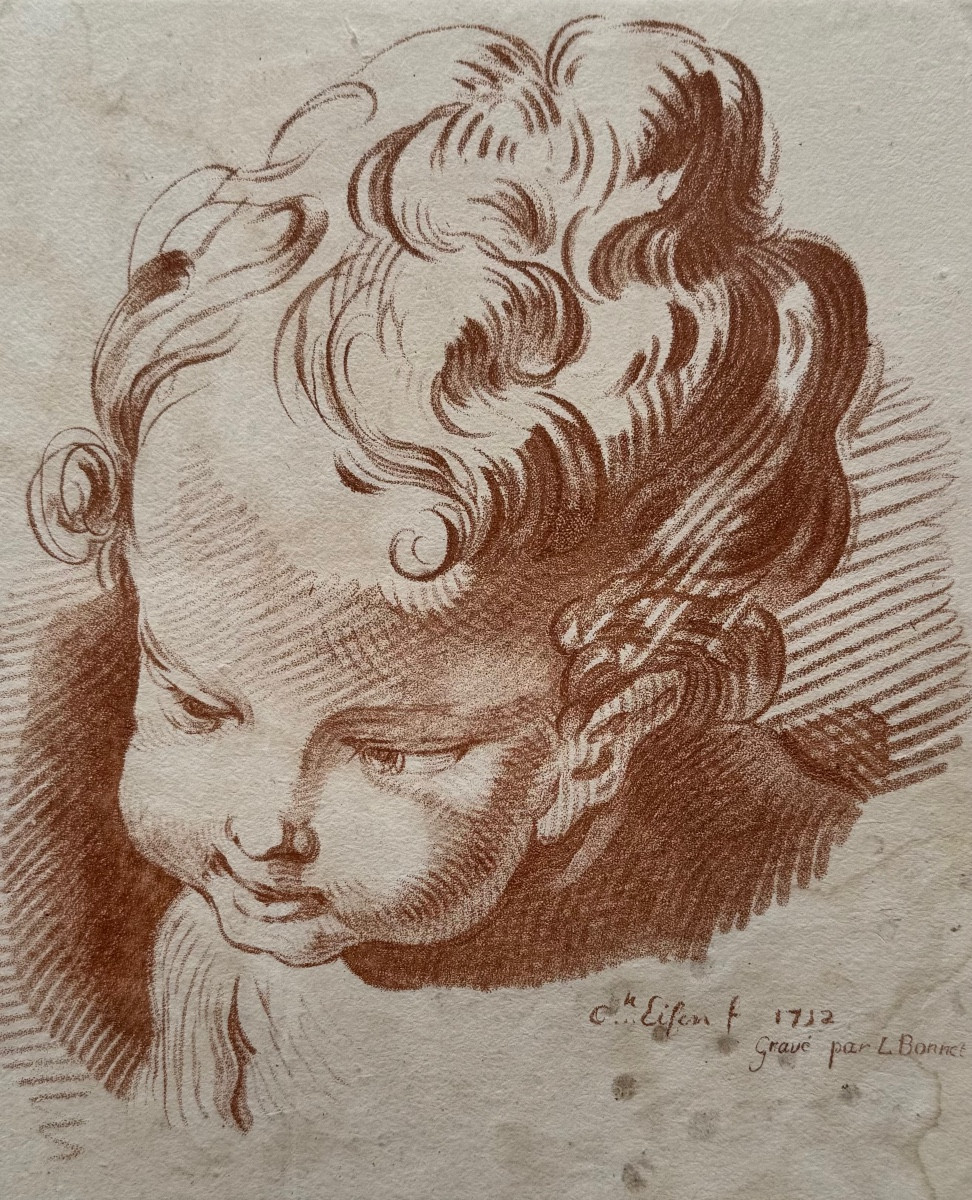 Head Of A Young Boy With Tousled Hair. C.1770