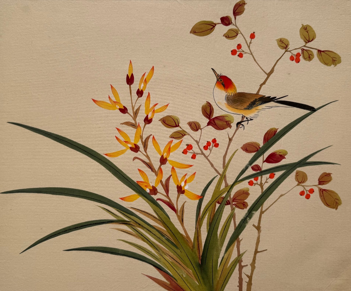 Peinture sur soie. 20ème siècle.