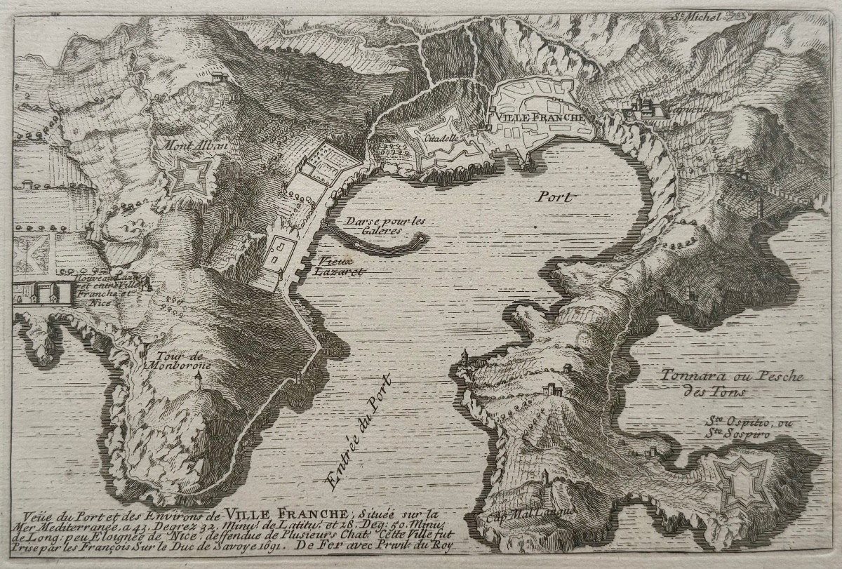 View Of The Port And Surroundings Of Villefranche. C.1691