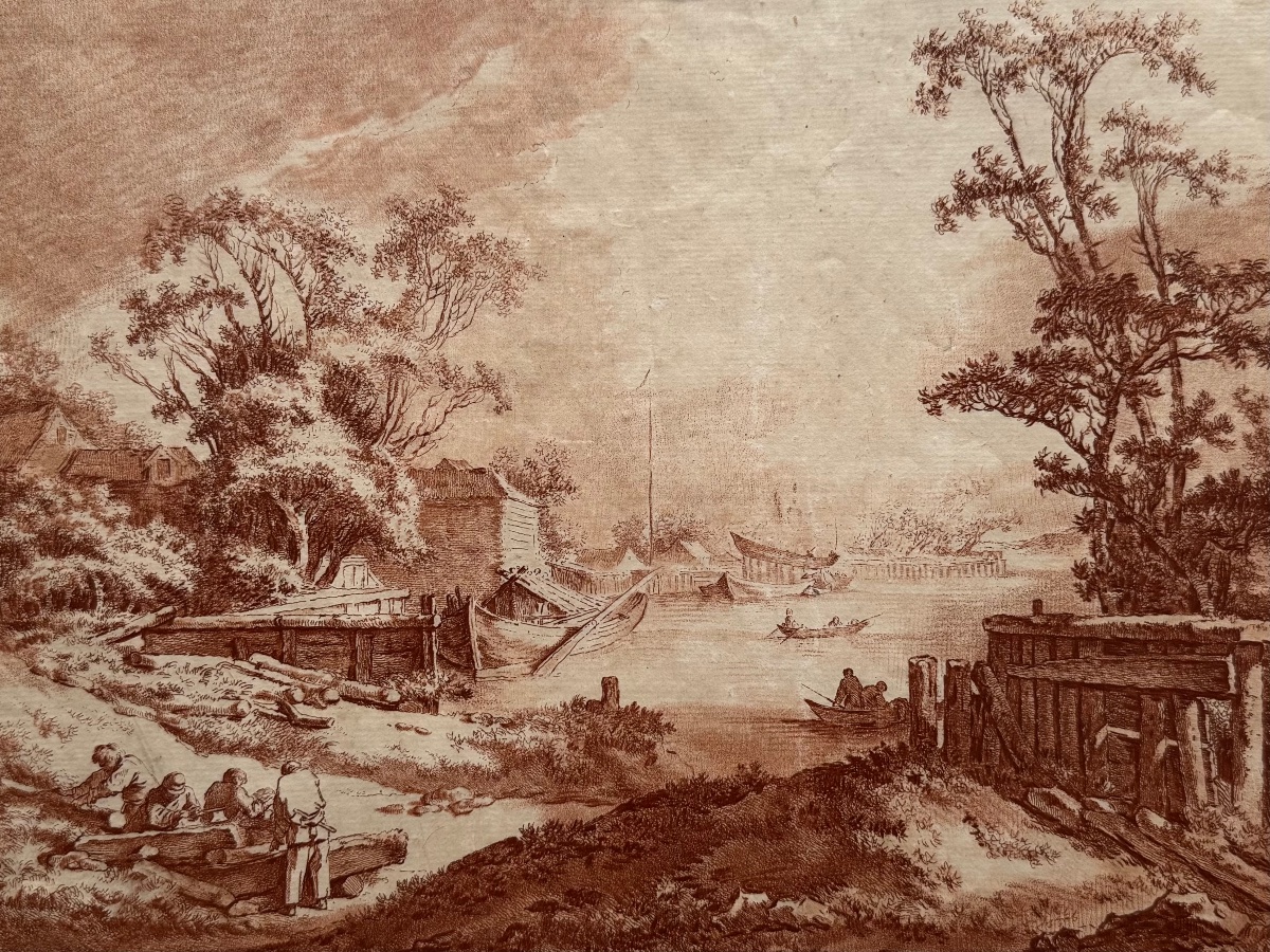 Landscape Along A River In Russia. C. 1770