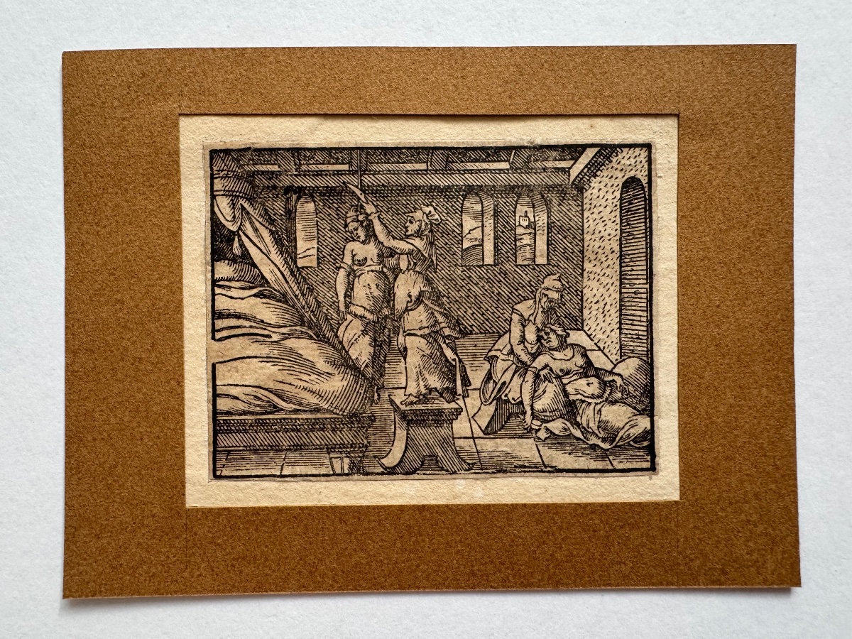 Métamorphoses d'Ovide. Myrrha veut se pendre. 16ème siècle-photo-2