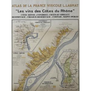 Atlas de la France Vinicole. Carte "Les Vins des Côtes du Rhône". Louis Larmat.