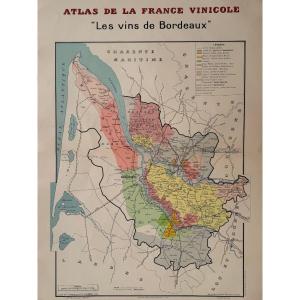 Atlas de la France Vinicole. Carte "Les Vins de Bordeaux". Louis Larmat.