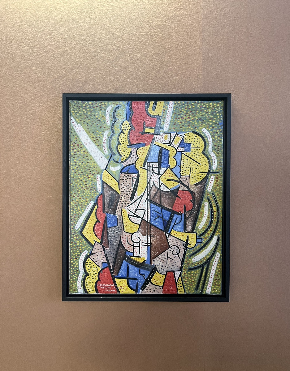 Cubist Painting, Still Life With Violin Signed Grosgeorges, Unidentified French Painter.-photo-2