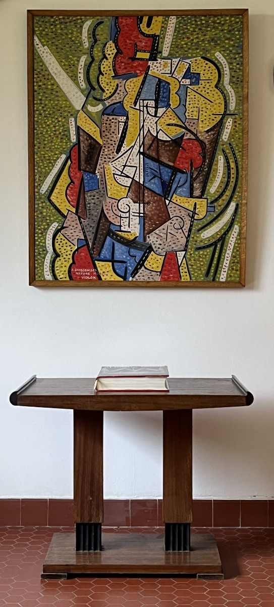 Cubist Painting, Still Life With Violin Signed Grosgeorges, Unidentified French Painter.-photo-1