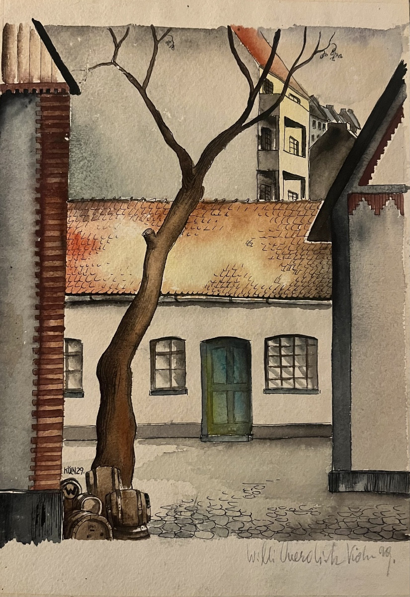 View Of A Courtyard In Cologne, Willi  Auerlisch, German Painter.