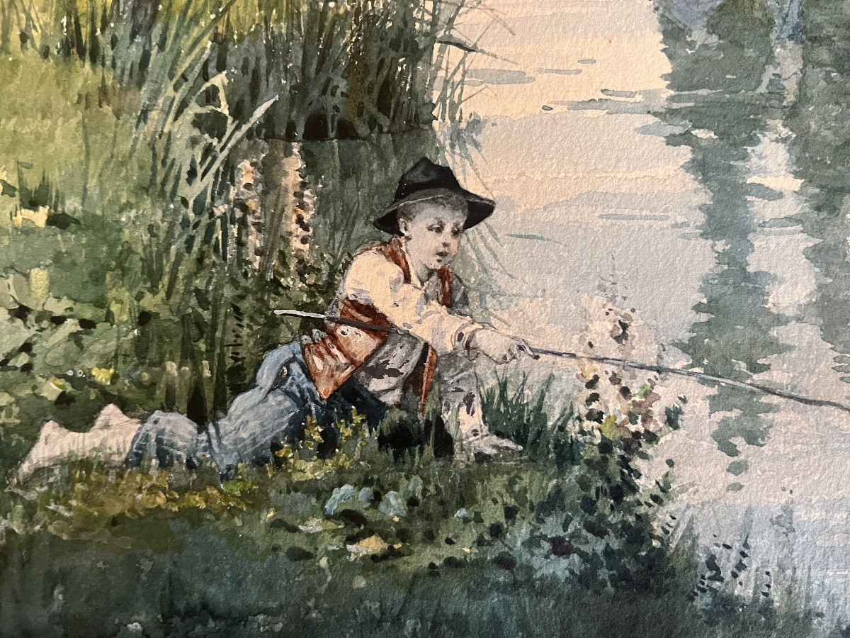 Paysages naturalistes par Charles Leblanc-Bellevaux (français, 1852-1898), d’une paire.-photo-2