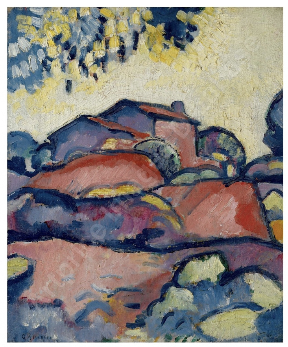 Paysage de Normandie fauviste-cubiste  par Georges Braque (1882-1963).-photo-5