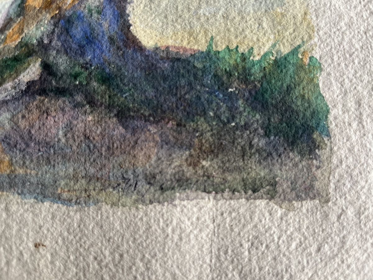 Landscape, Watercolor By Martha Walter, American Artist (1875-1976)-photo-3