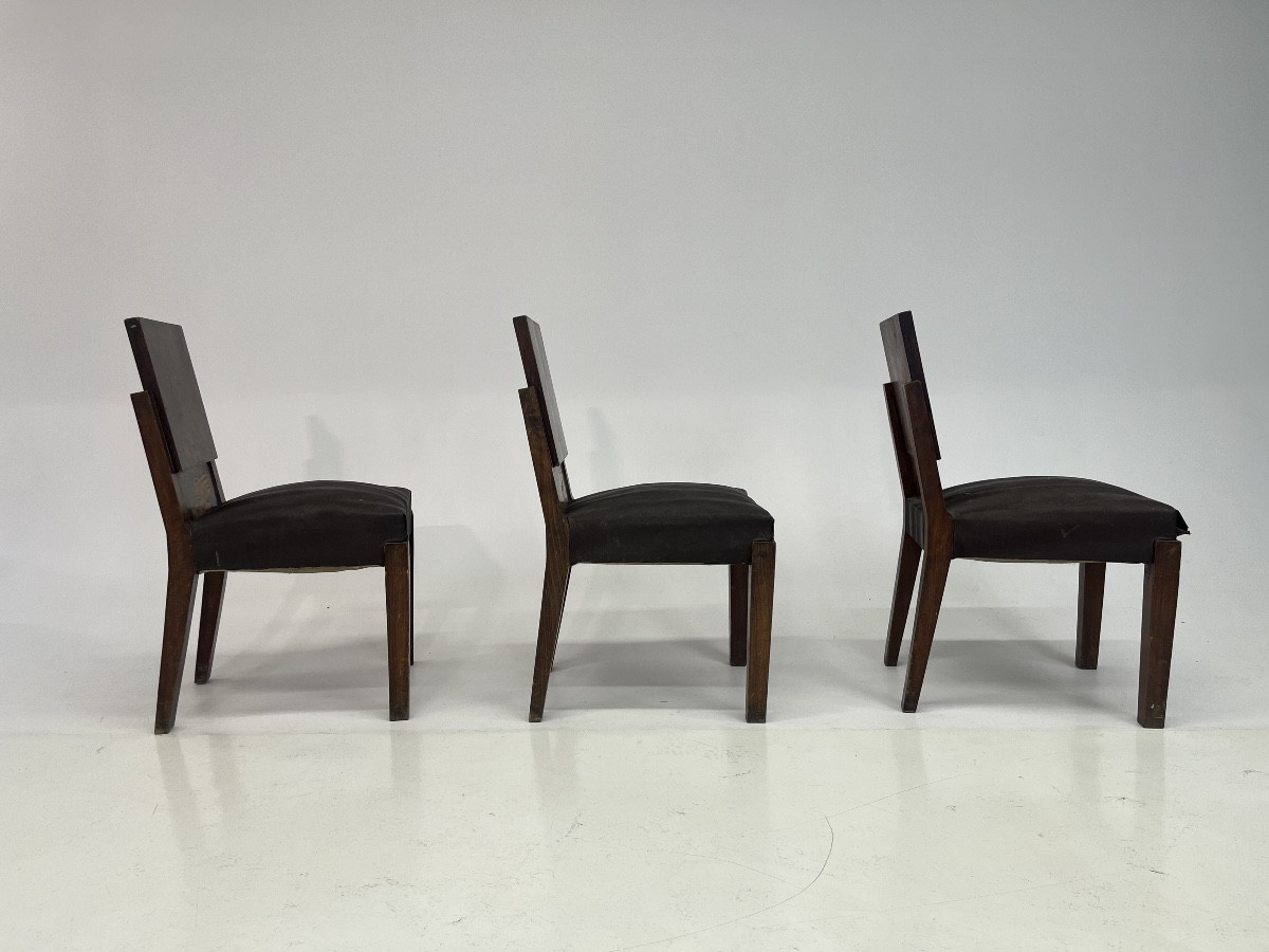 Suite de 3 sièges de Michel Dufet, architecte, ensemblier et décorateur français (1888-1985).-photo-2