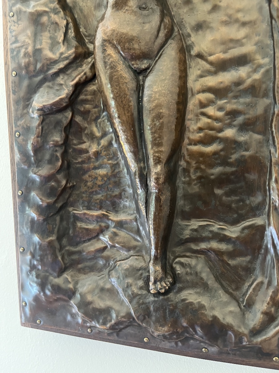 Bas-relief, dinanderie époque art-déco, Egyptomanie, Orientalisme, travail français, circa 1930-photo-4