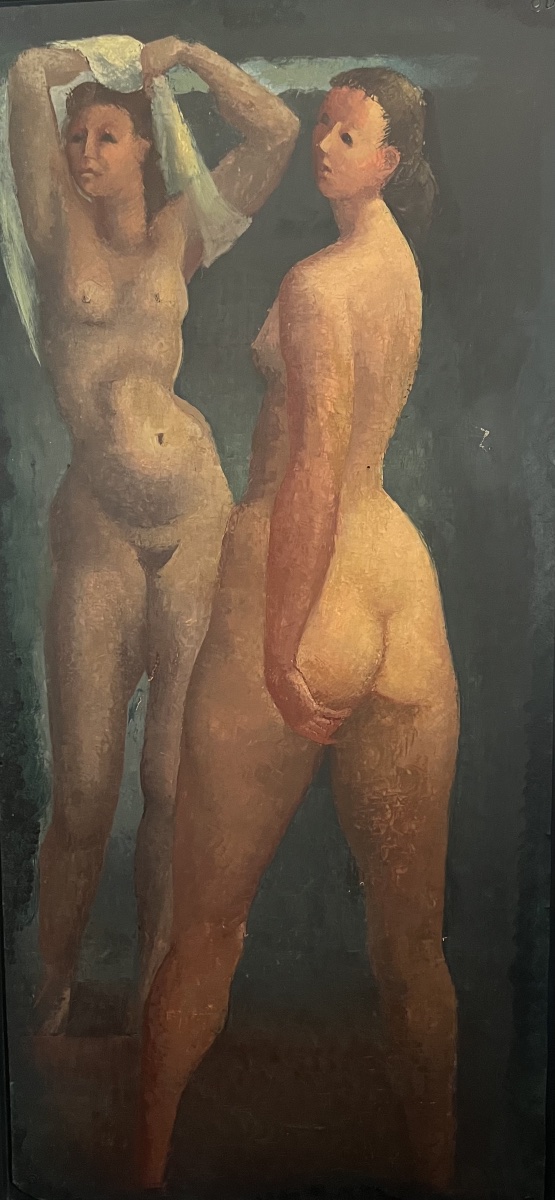 Baigneuses ou Odalisque , huile sur Masonite, artiste non identifié, circa 1930.