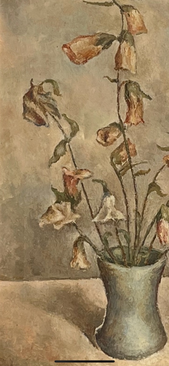 Nature morte, Campanules à cloches, titrée fiori secchi, par Fernando Manetti (1899-1964).-photo-1