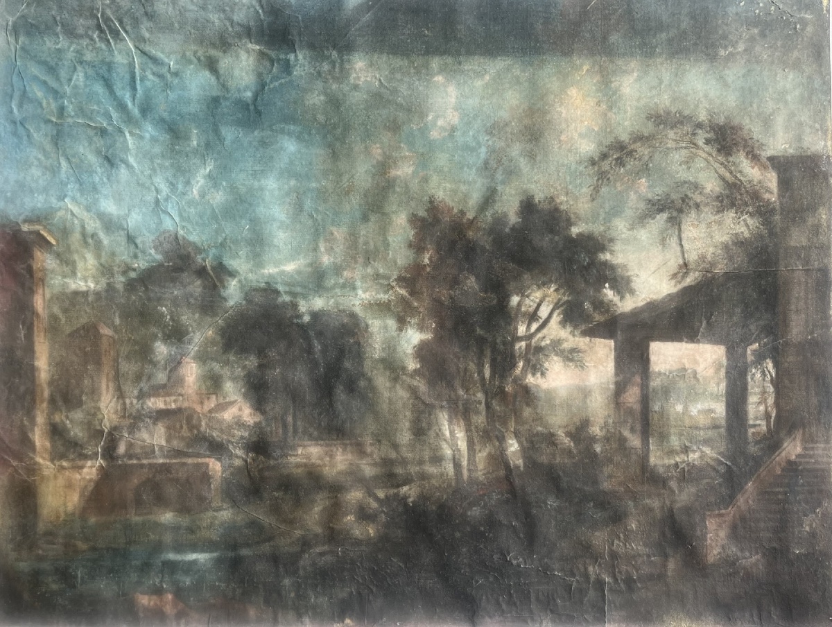 Idealized Landscape With Monuments, Featuring A Figure And Animals, By Pierre Patel (1648–1707).-photo-2