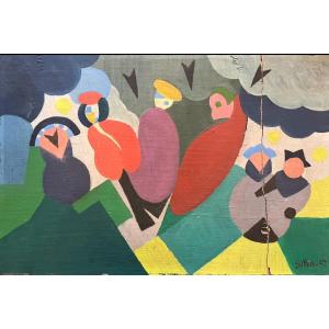 Tableau futuriste, signé Silla, peintre italien, non documenté.
