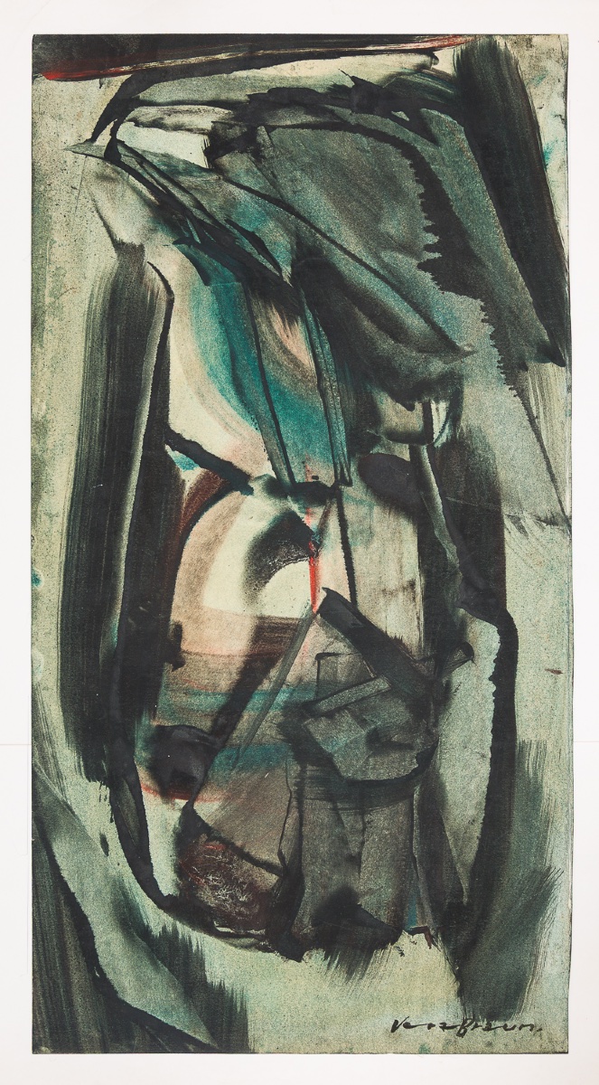 Vera BRAUN · Grande gouache originale signée · 1960-photo-1