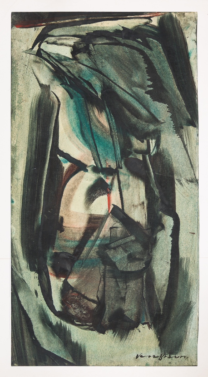 Vera BRAUN · Grande gouache originale signée · 1960