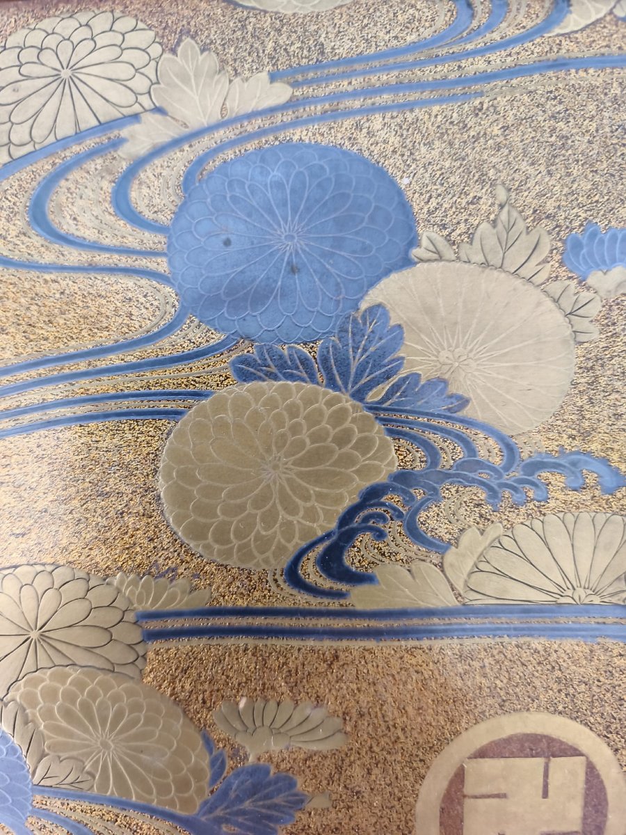  Plateau laque Meiji – Décor Chrysanthèmes et médaillons Manji-photo-3