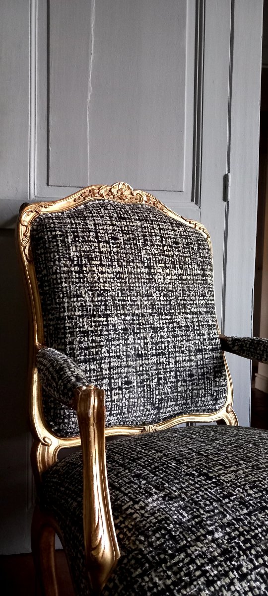 Pair Of Louis XV Armchairs - à La Reine-photo-3