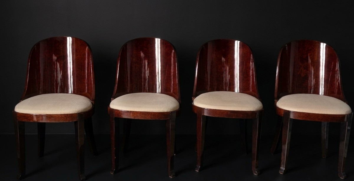 Série de 4 chaises gondoles – Art Déco – Dans le goût d'Émile-Jacques Ruhlmann-photo-2