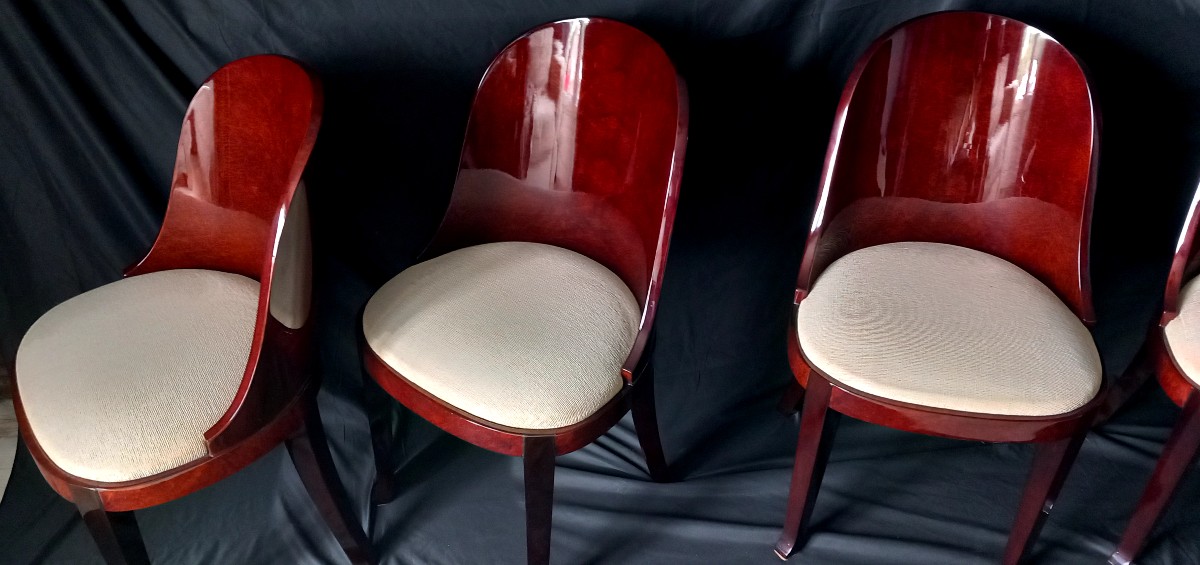 Série de 4 chaises gondoles – Art Déco – Dans le goût d'Émile-Jacques Ruhlmann-photo-2