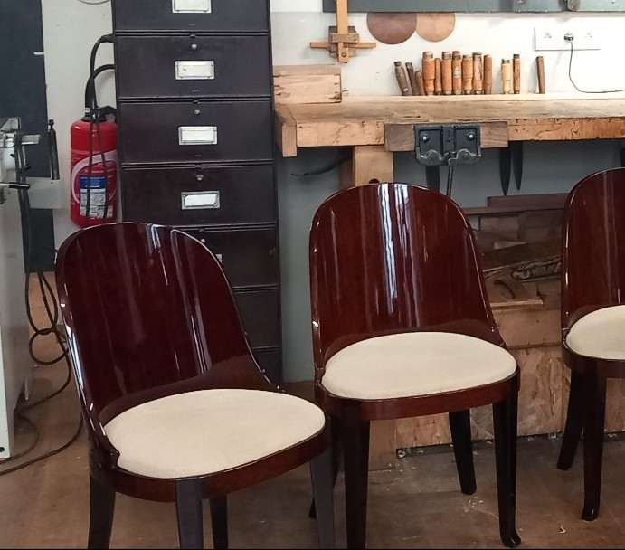Série de 4 chaises gondoles – Art Déco – Dans le goût d'Émile-Jacques Ruhlmann-photo-7