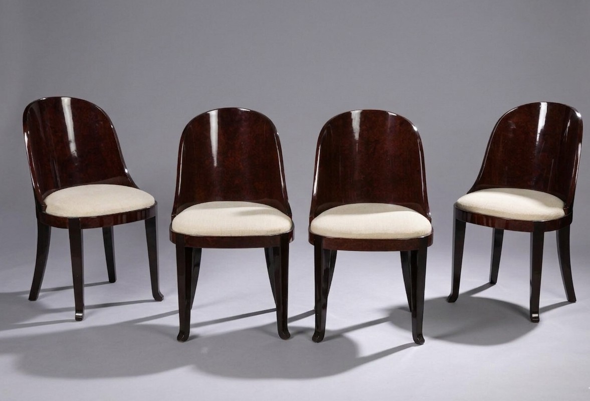 Série de 4 chaises gondoles – Art Déco – Dans le goût d'Émile-Jacques Ruhlmann