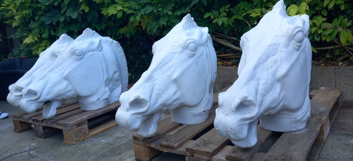 The Quadriga Of Selene - Monumental Suite Of 4 Horse Heads From The "parthénon" By Phidias-photo-3