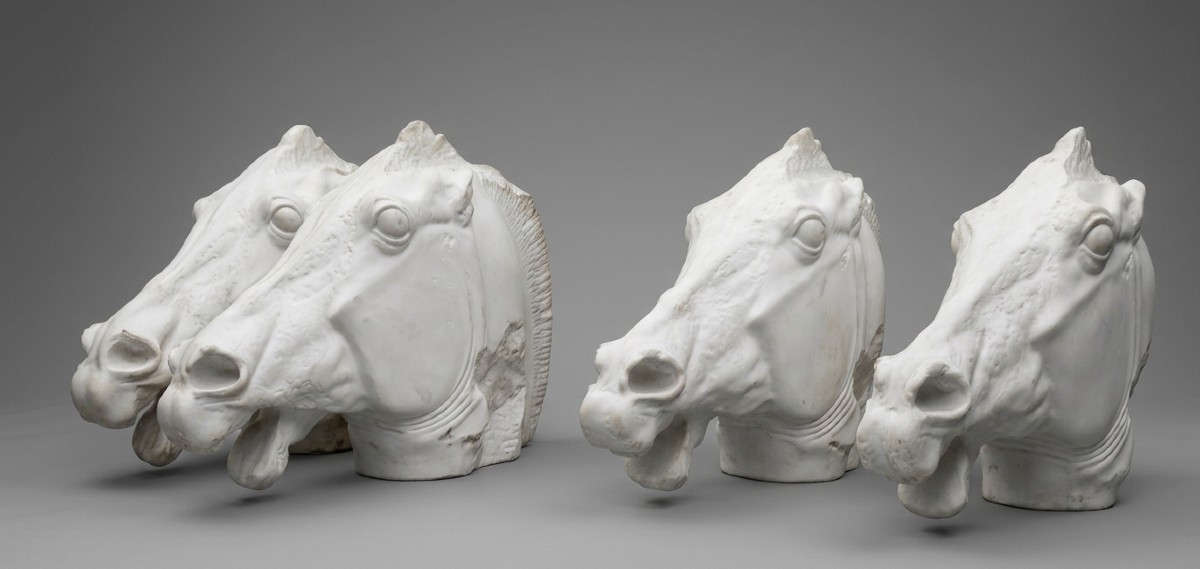 The Quadriga Of Selene - Monumental Suite Of 4 Horse Heads From The "parthénon" By Phidias