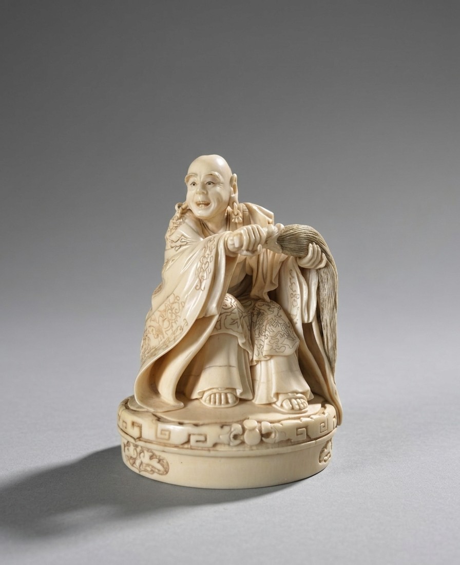 Ivory Okimono – The Rakan And The Hossu – Japan, Meiji Period (1868–1920)