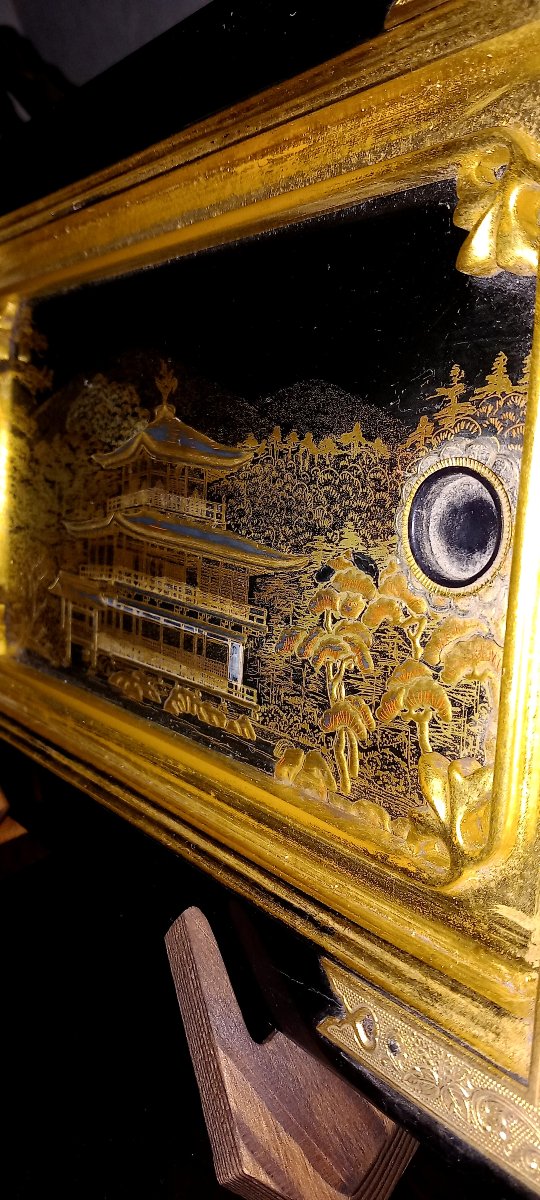 Pair Of Lacquer Panels – Kinkaku-ji Temple And Kiyomizu-dera – Japan-photo-1