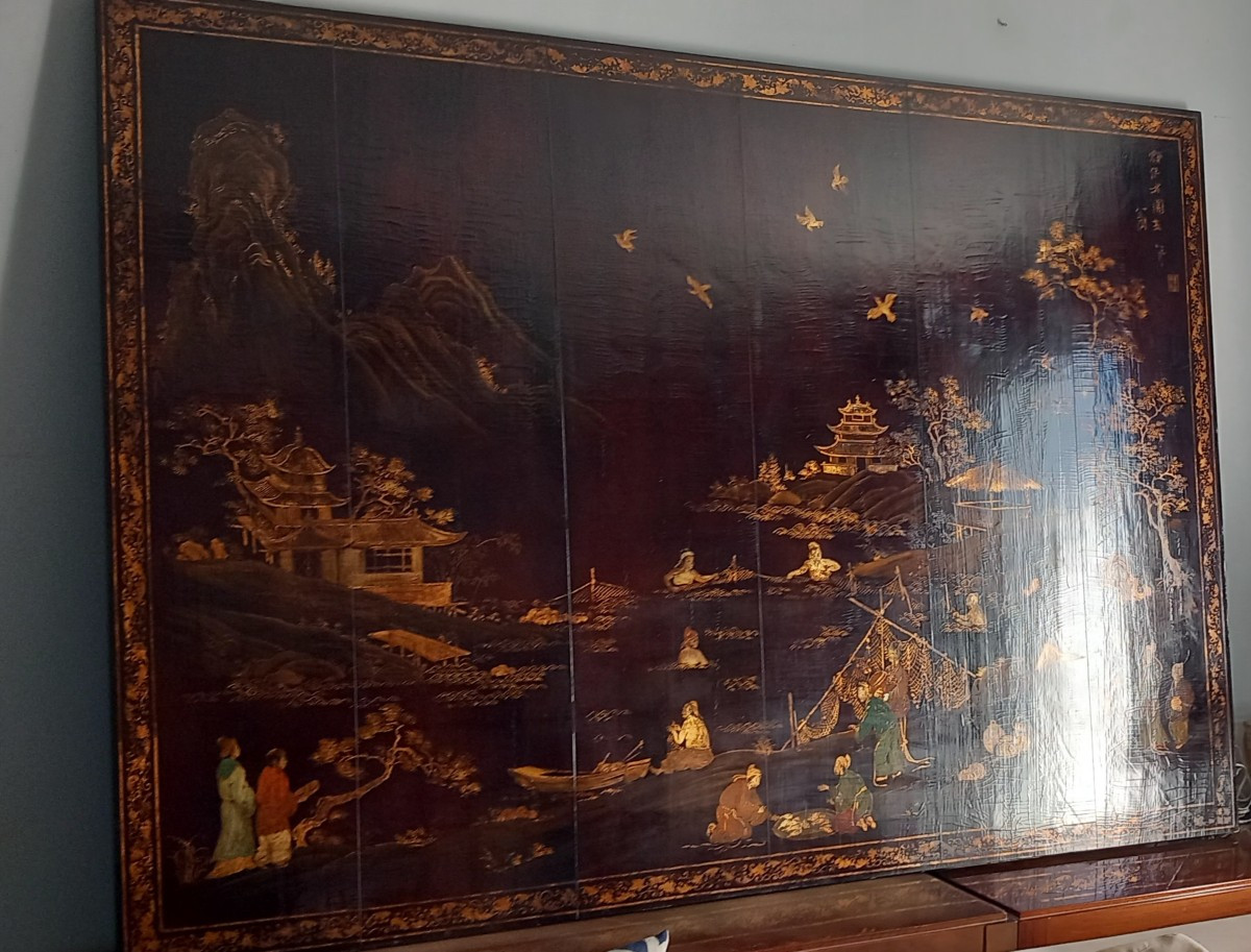 Chinese Lacquer Panel, Maison Jansen Taste-photo-4
