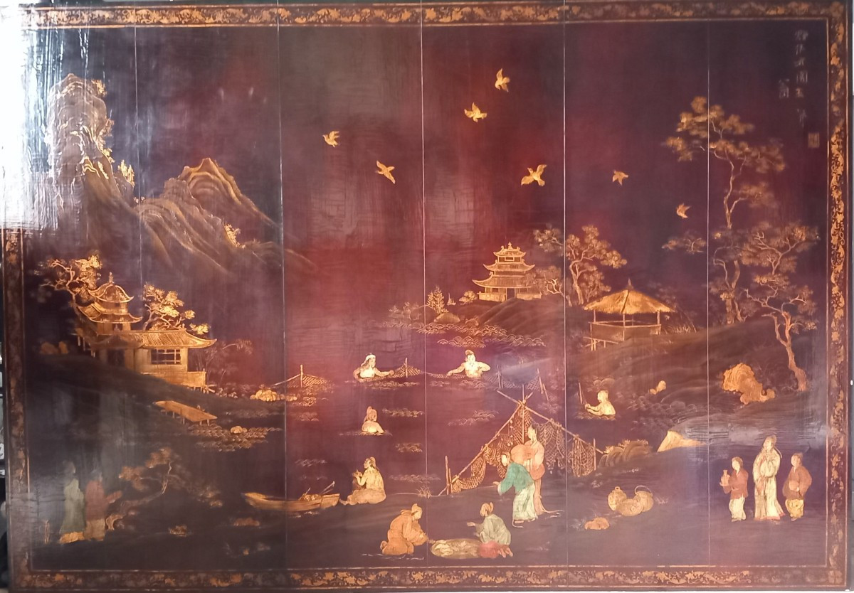 Panneau de laque de chine  , goût Maison Jansen