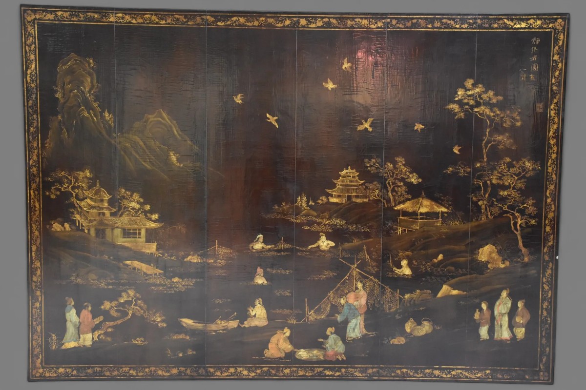 Chinese Lacquer Panel, Maison Jansen Taste