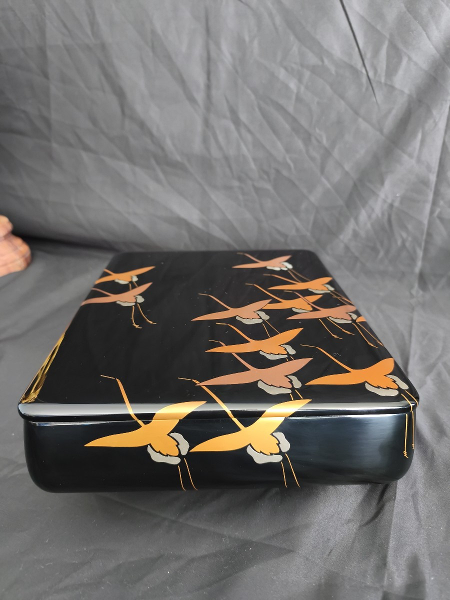 Japanese Lacquer Box – Fubako With Cranes.-photo-2