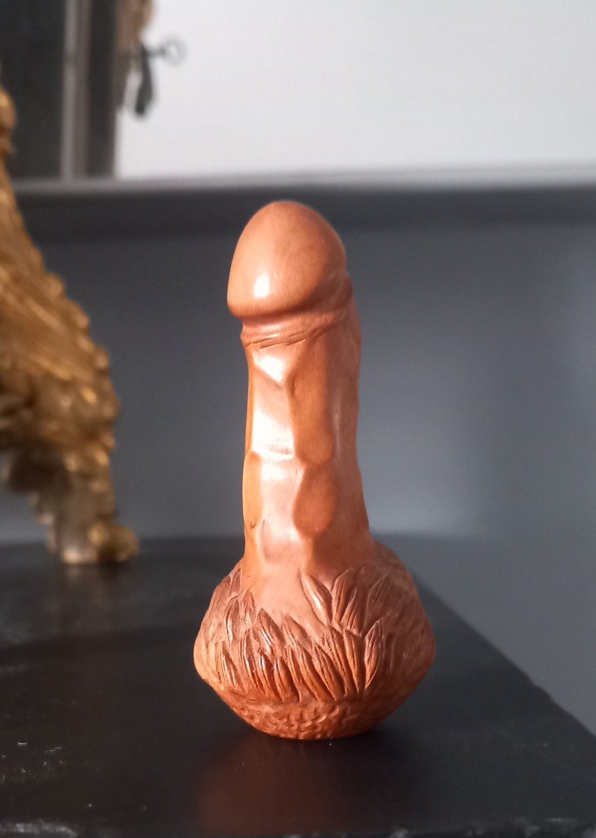 Okimono - Carved Wood Penis - Fertility Cult (engimono) - Japan