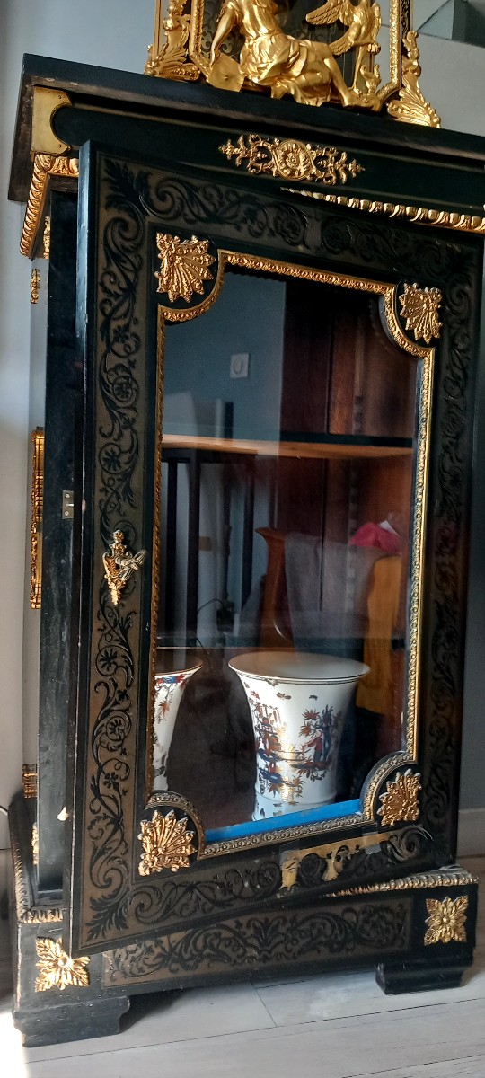 Meuble vitrine marqueterie Boulle -Style Louis XIV - époque XIX 