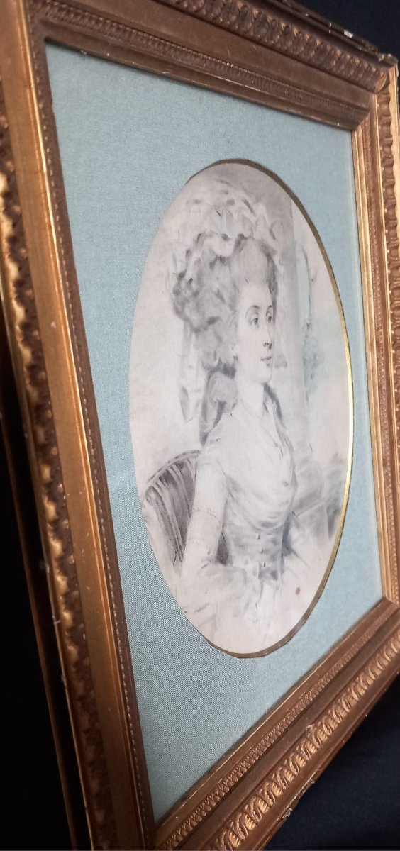 Portrait au pastel et pierre noire, circa 1780-1790-  Période Louis XVI -photo-2