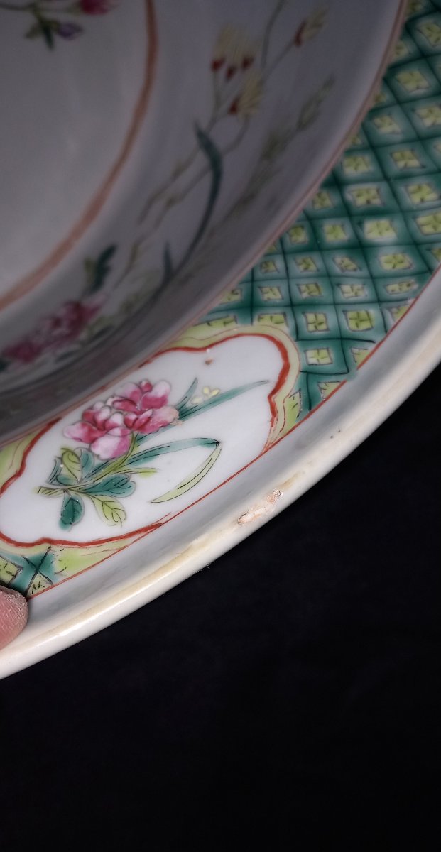 Large Porcelain Plate With Famille Rose Glazes - China, 19th Century-photo-4